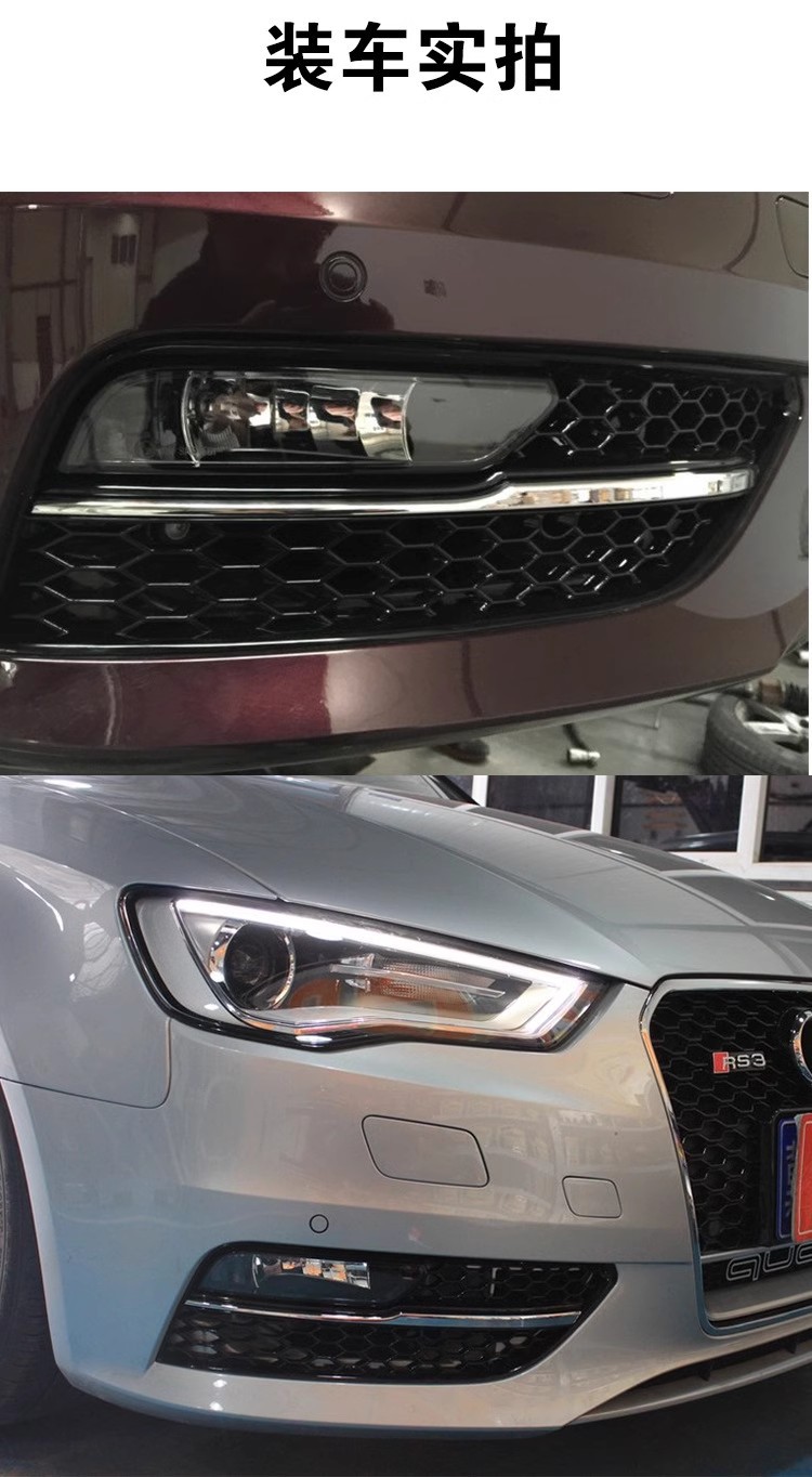 Applicable to 2013-2016 Audi A3 fog lamp frame modification RS3 honeycomb bright black front bar grille Sportback