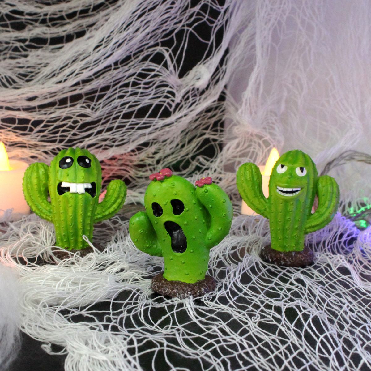 Garden Cactus Monster Set Three Small Ornaments Flower Bonsai Ornaments Fleshy Moss Micro Landscape World Landscape