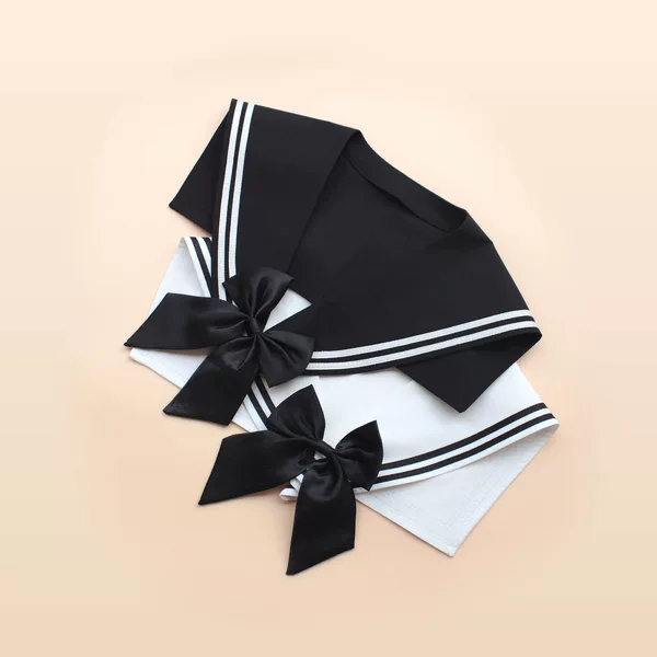 Sailor Suit Basic Black and White Collar Sailor Suit Bow Tie Collar Flower Japanese Style Preppy Style Uniform Fake Collar