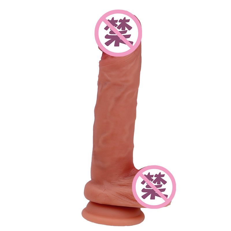 37cm Extra Long Liquid Silicone Dildo with Clitoral Stimulation, Flesh Tone — detail image 28