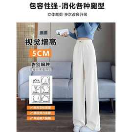 欧棉绒阔腿裤女春秋新款高腰垂感宽松显瘦休闲小个子直筒拖地裤子