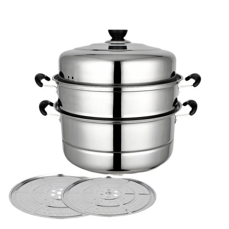 Multi -layer steamer stainless steel 2 3 double three -layer thick soup pot steamed bun buns steamer large induction cooker household gas