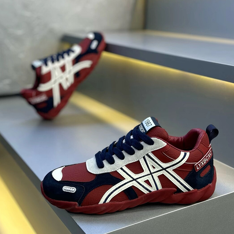 Jj Men's Shoes 2025 Autumn and Winter Fashionable Versatile Soft-Soled Low-Cut Sneakers Genuine Leather Korean Style Lace-Up Popular Sports and Leisure