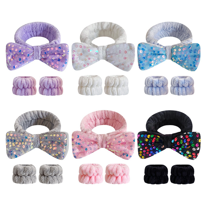 Europa y Estados Unidos transfronterizos esquinillas arco correa de cabello conjunto correa de muñeca mujer lavado de la cara belleza correa de cabello Yiwu artículos pequeños accesorios para el cabello