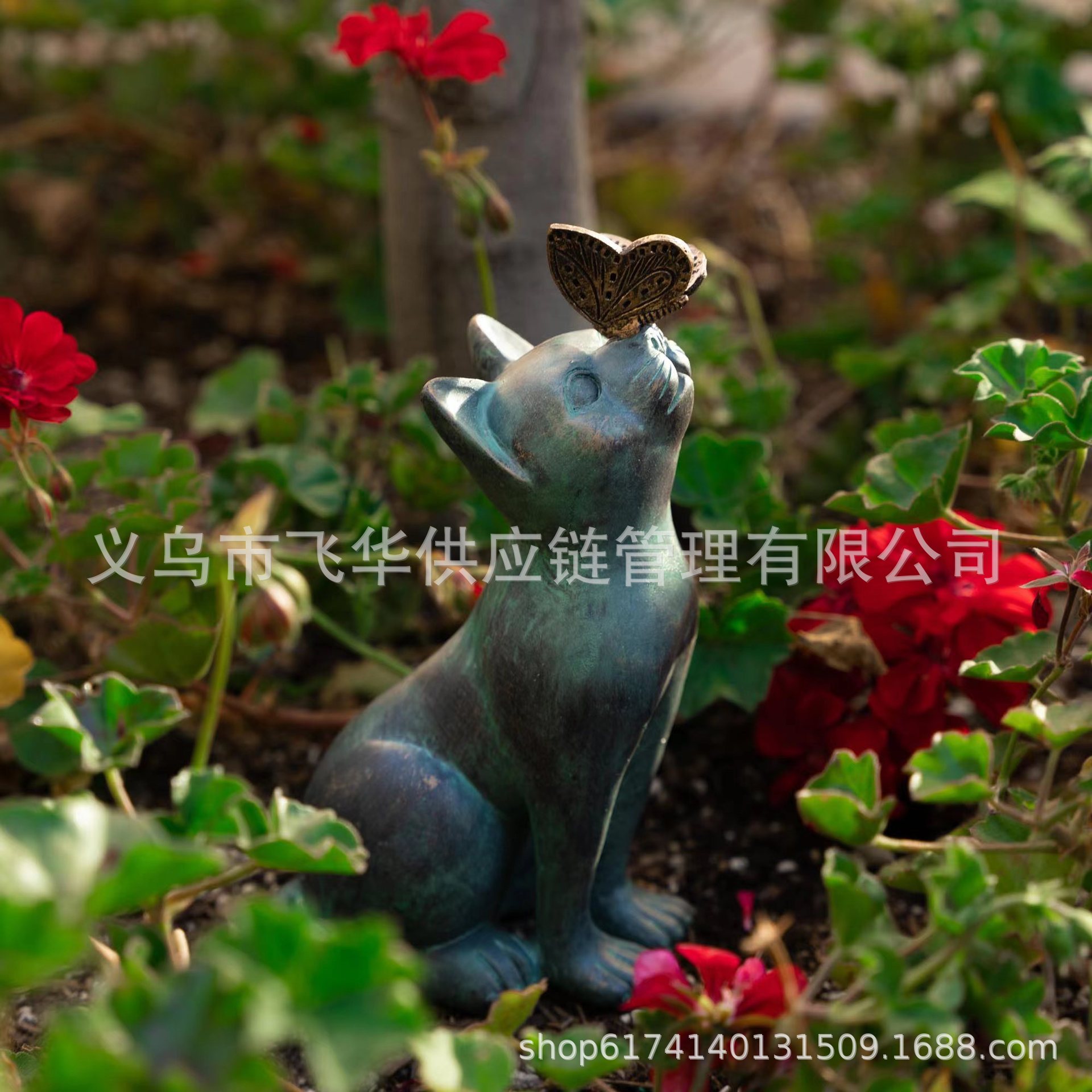 Cross-Border Dancing with Butterflies, Butterfly Cats, Resin Outdoor Courtyard Garden Ornaments, Animal Statues Decoration