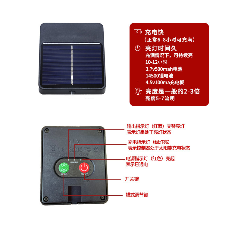 2022 actualizado conjunto de dos piezas con control remoto 3V brillante luz solar de alambre de cobre Cadena de luz LED patio luz de color