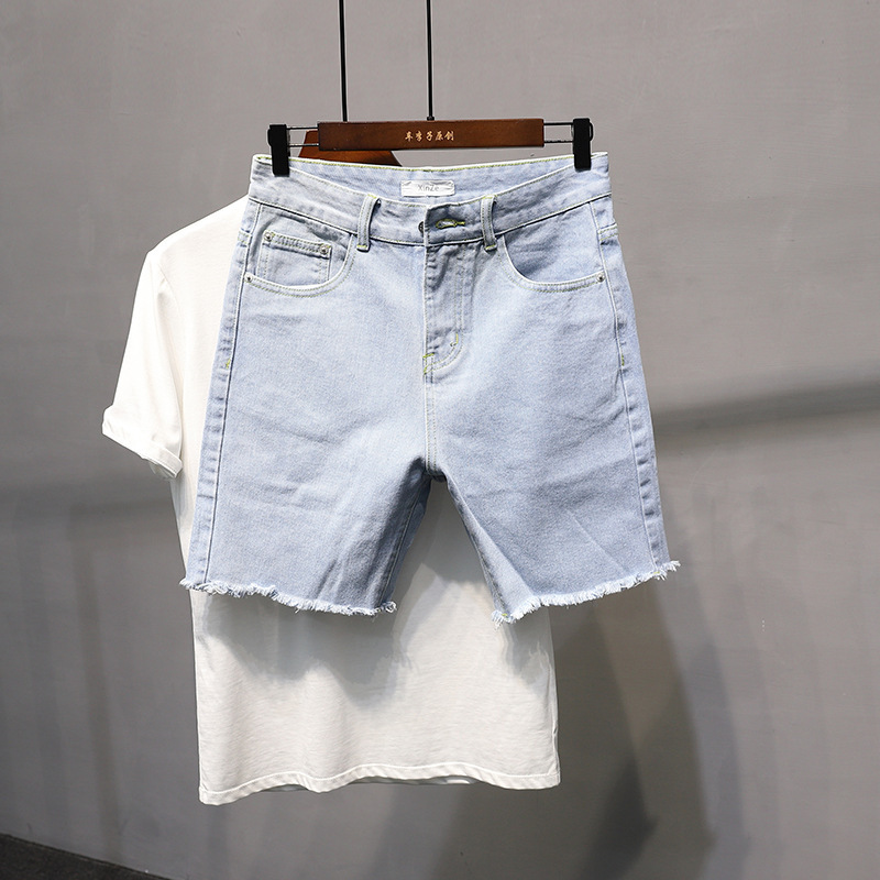 Shorts Men's Summer Five-point Pants Popular All-match Korean Popular Youth New Jeans light blue Trendy Shorts Men's Summer Five-point Pants Popular All-match Korean Popular Youth New Jeans light blue Trendy