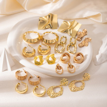 欧美个性简约气质金属风环形耳环复古夸张不规则电镀高级感耳饰女