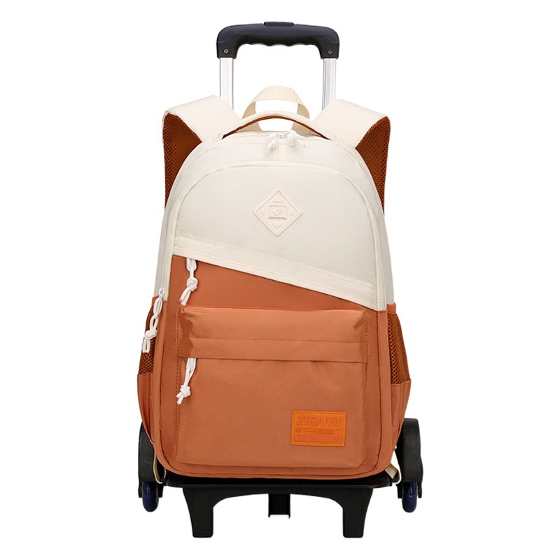 Peces naturales nuevo estudiante de la escuela primaria mochila estilo coreano contraste color de seis ruedas escalera Transfronteriza Popular de gran capacidad se puede enviar en nombre