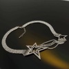 Star Moon series bright and shining silver -colored layer hollow irregular stars, star show jewelry necklace women