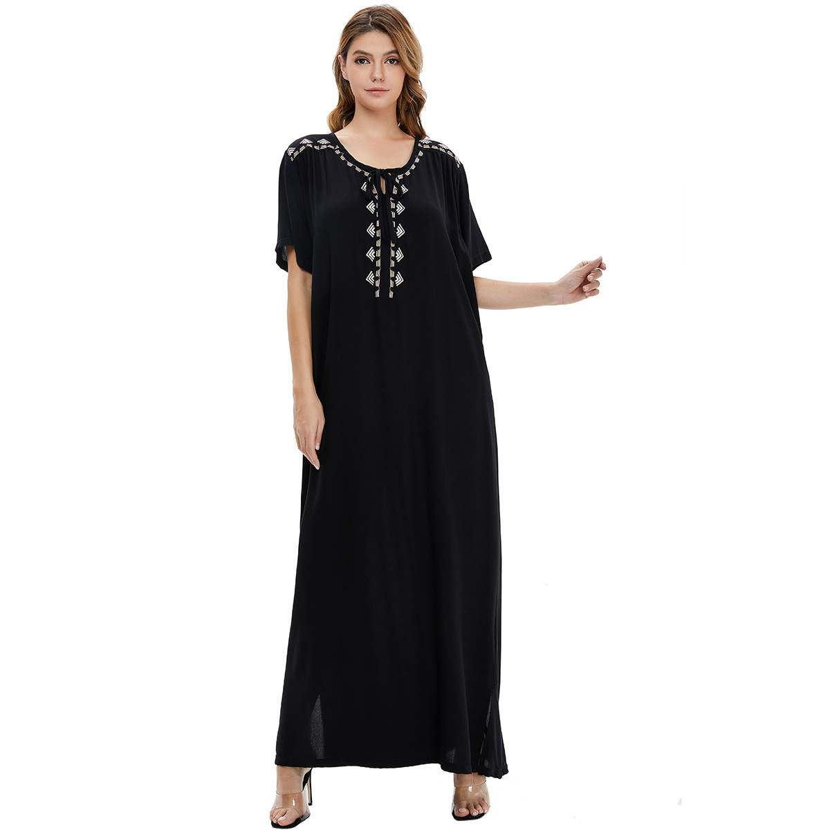 Abaya lunga musulmana da donna stile arabo moda dubai elegante_voghion.com