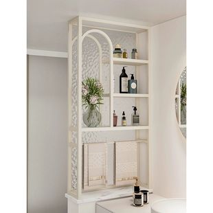 Cream Style Toilet Washing Table Dry and Wet Area Screen Storage Rack Changhong Glass Water Corrugated Half Wall Partition Rack