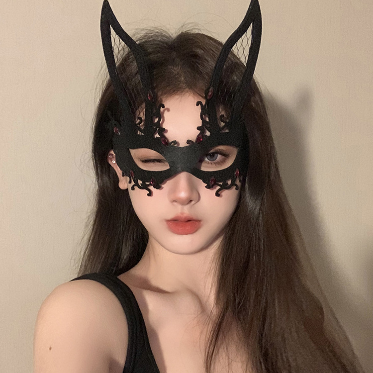 黑色花朵面具假面舞会装扮道具晚会年会半脸面具眼罩化妆之夜面罩|undefined