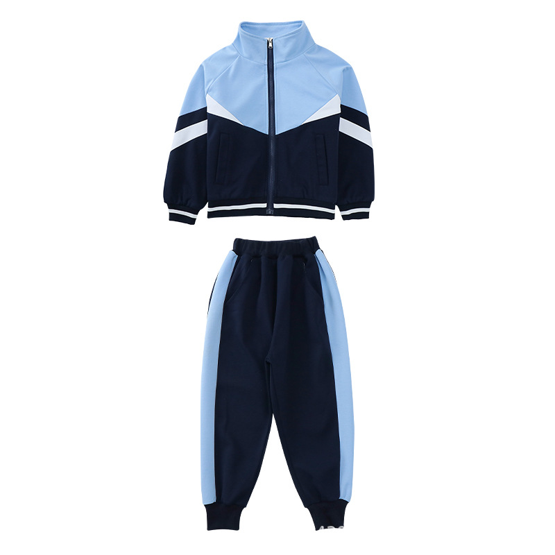 초등학생을위한 교복 봄 가을 여름 파란 학교 교복 세트 어린이 게임 수업 교복 유치원