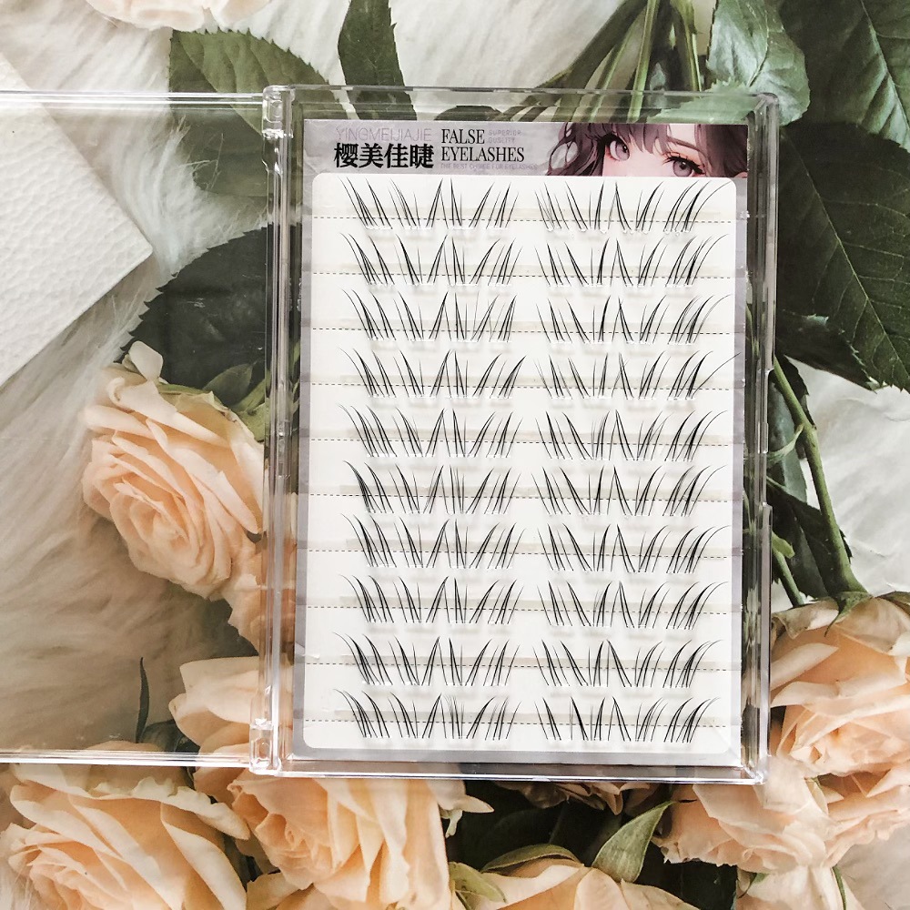 Anling Rong Shang pestañas, pestañas falsas sin pegamento, pestañas falsas sin desprendimiento largas y cortas escalonadas, cola de ojos ligeramente alargada, pestañas falsas de cara pura.