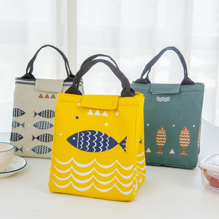 Lunch Bag Korean Style Thickened Rice Bag Hand Bag Student Lunch Insulation Bag Waterproof Oxford Cloth Lunch Box Bag