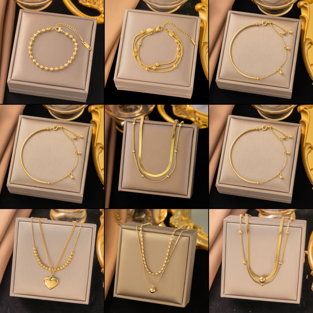 10g Weight 0.03µm-0.05µm Gold Plating Thickness PVD Coated Gold Plating Process Real Gold Plated Plating Material Bracelets, Necklace Classification ball chain, cable chain Chain Type 1 Piece Quantity Casual, Daily Occasion 304 Stainless Steel Material Geometric, Heart Shape Pattern All Seasons Season Women's Gender Elegant, Sweet Style Waterproof Non Tarnish, Round, Plating Craft PVD Coated Real Gold Plated Geometric Heart Shape 304 Stainless Steel Elegant Sweet Waterproof Non Tarnish Bracelets Necklace 无