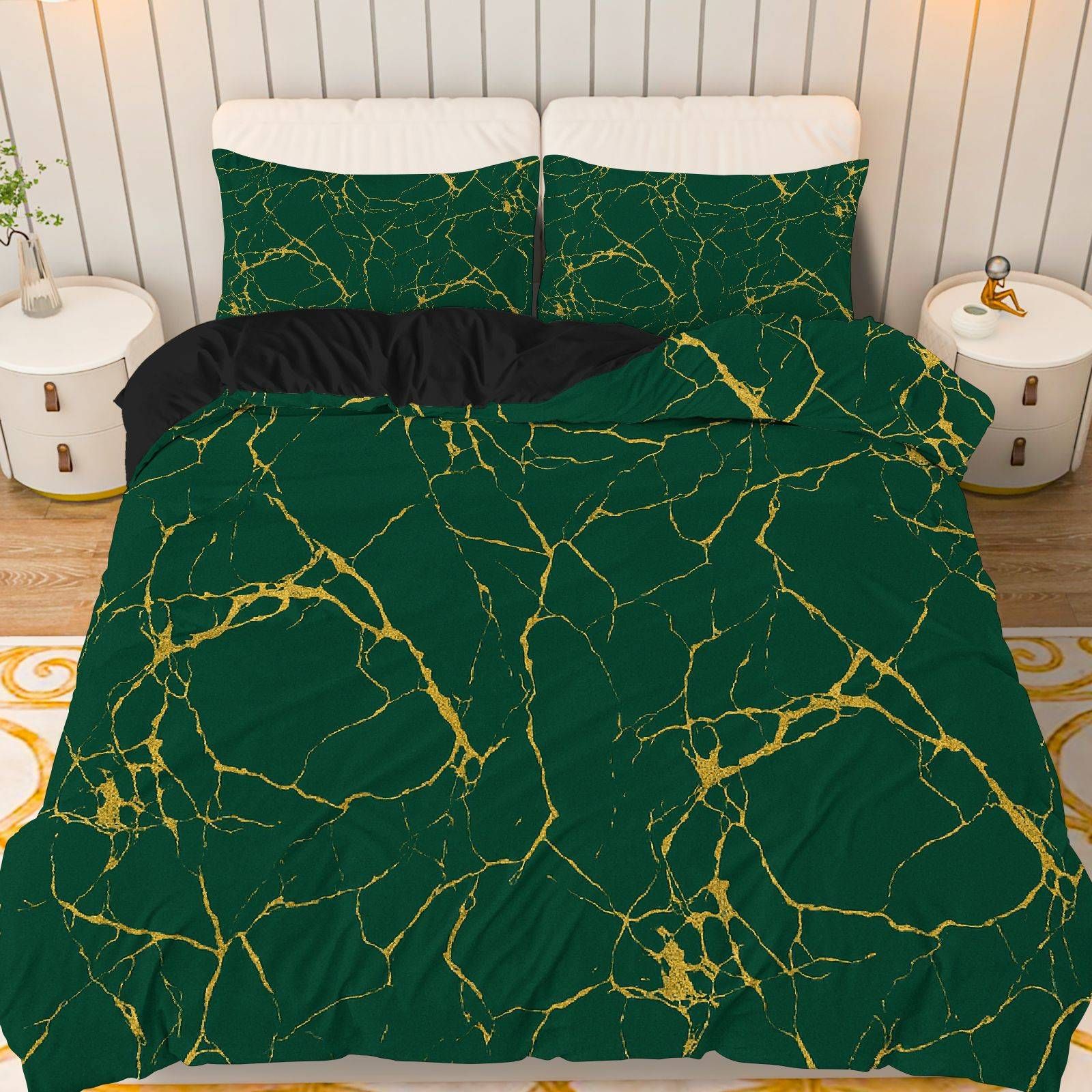 TEMU / JIT negro y blanco textura de mármol molienda impresión digital kit de colcha de tela para el hogar se puede diseñar