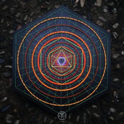 Tunnel002 六邊形熒光線藝裝飾畫 40cm 錯覺3D繞線String art現貨