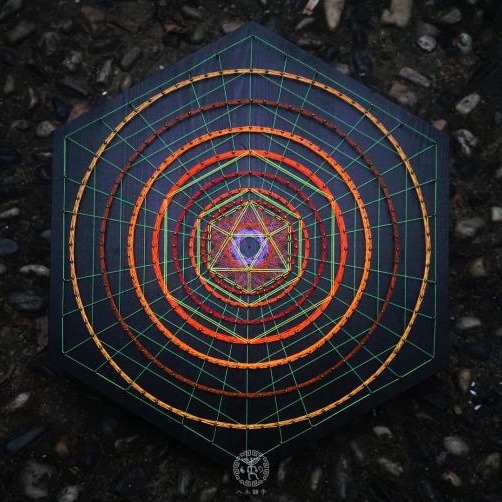 Tunnel002 六邊形熒光線藝裝飾畫 40cm 錯覺3D繞線String art現貨