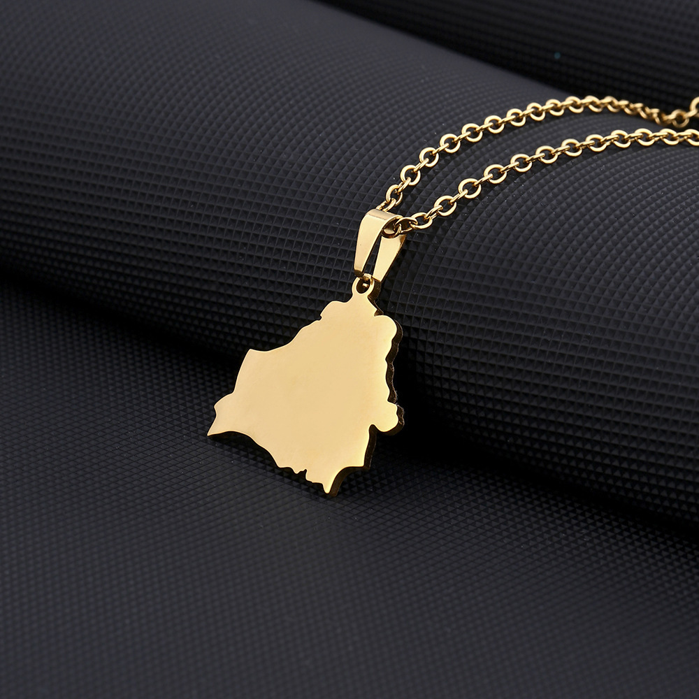 Collar de estilo hueco de oro bielorruso hueco de acero de titanio de moda Collar de pareja con colgante geométrico para hombres y mujeres