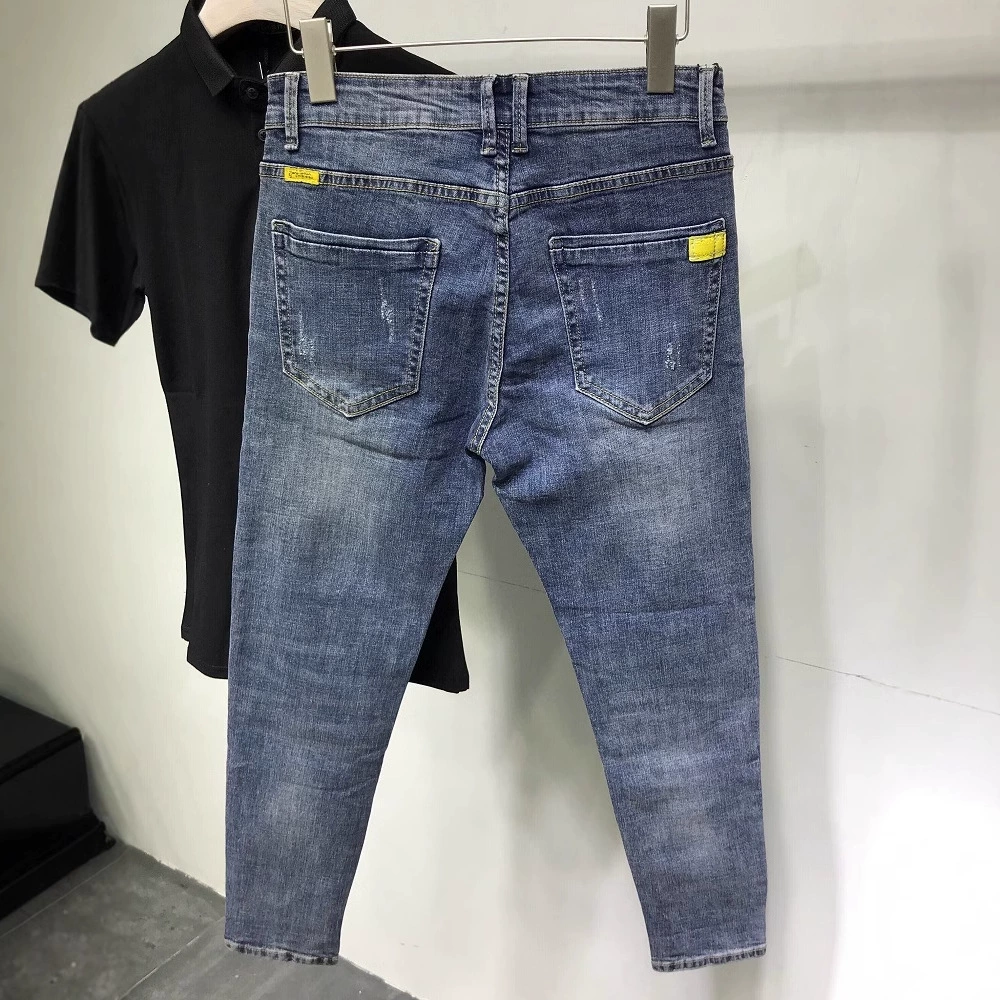 Jeans, summer elastic trend trousers for leisure, Korean style