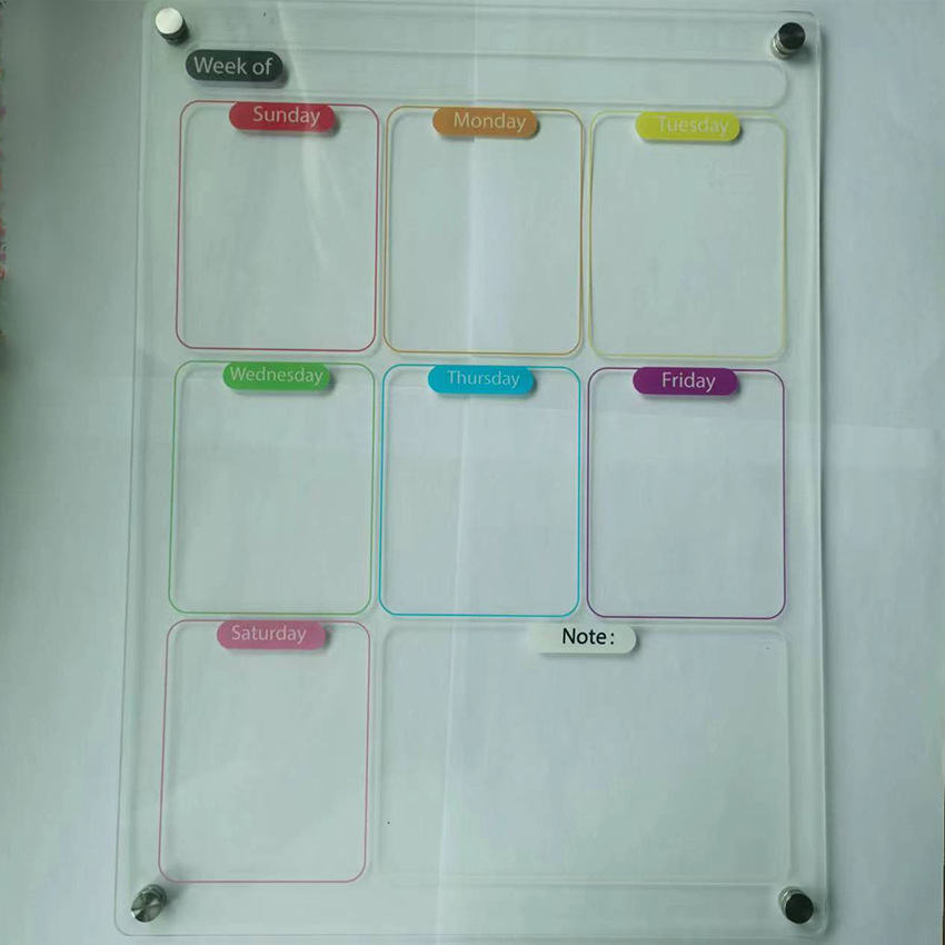 Aitee acrílico magnético seco borrar tablero calendario adecuado para refrigerador transparente seco borrar calendario adecuado para refrigerador