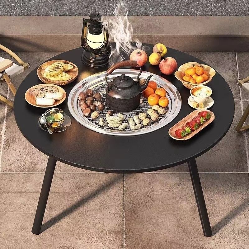 ✅ Outdoor Bbq Grill Tea Table for Home Use, Smokeless Portable Folding Charcoal Barbecue for Outdoor Courtyard Tea Brewing