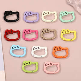 烤漆蝴蝶结凯蒂猫弹簧扣可爱糖果色异形开口连接环diy钥匙扣配件