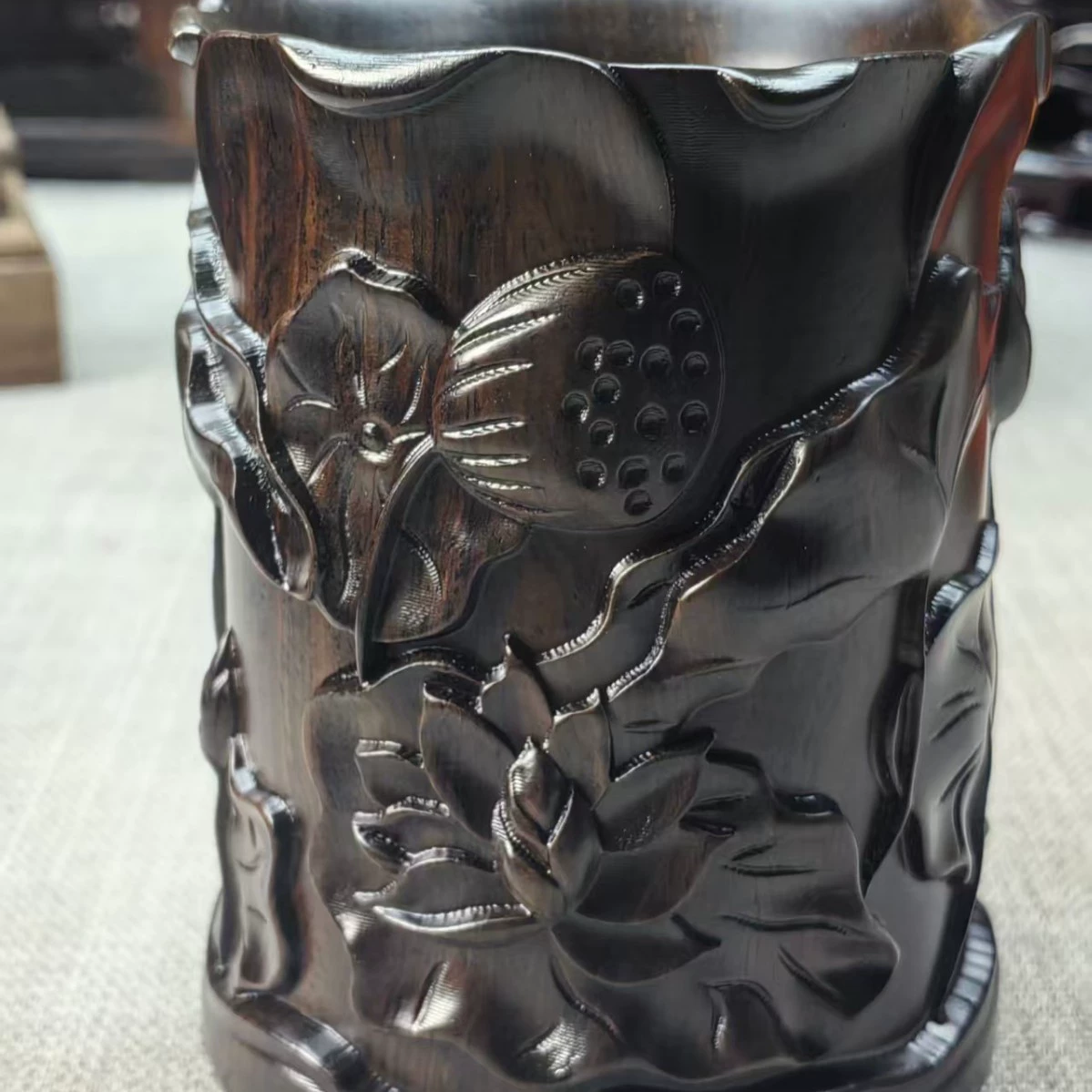 Резной держатель для ручек из черного дерева, креативное дерево в стиле ретро, ​​аксессуары для офисного стола, китайские художественные украшения