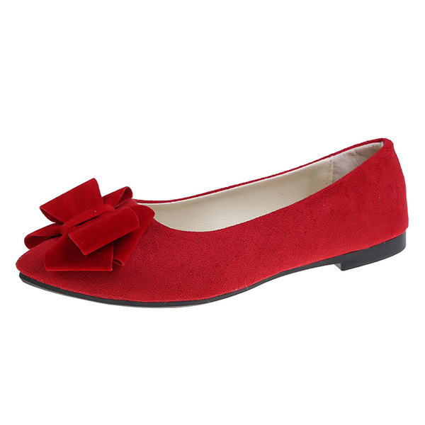 Fashionable shoes with bow flat low-cut pointed-toe