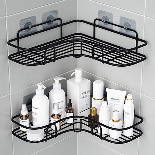 Magnetic Hole-Free Bathroom Triangle Shelf, Strong Adhesive Handwashing Corner Storage Shelf, Wall-Hanging Kitchen Corner Rack