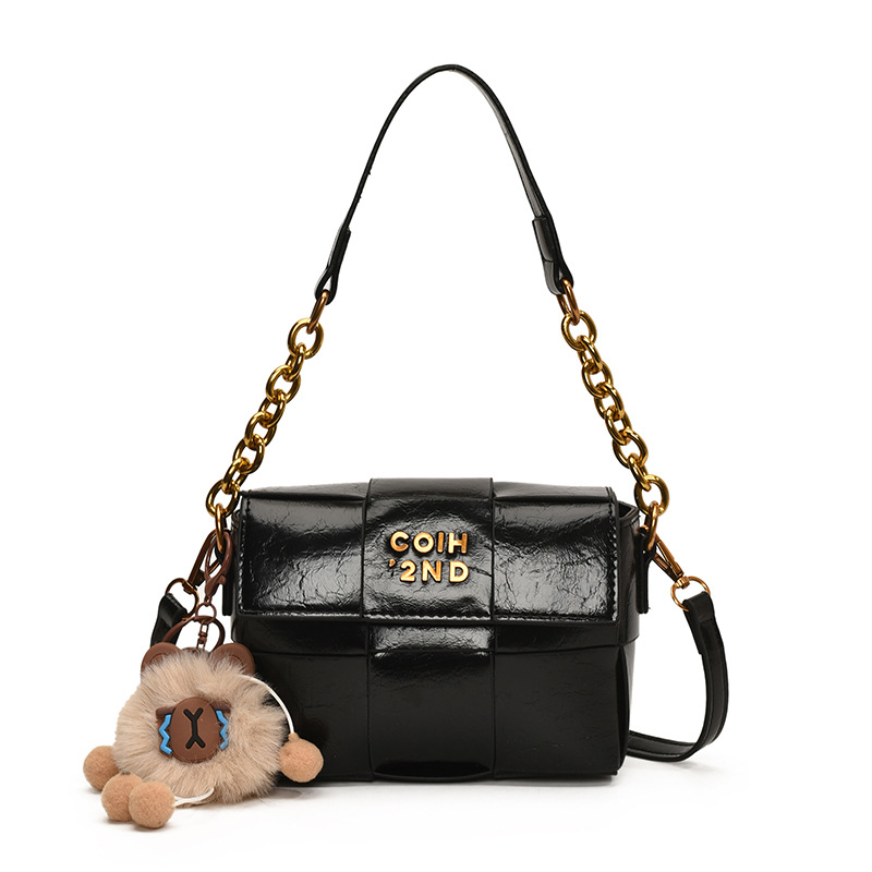 Bolso tejido de cuero de cera de aceite de alta calidad para mujer 2025 primavera nueva moda casual bandolera de moda de nicho