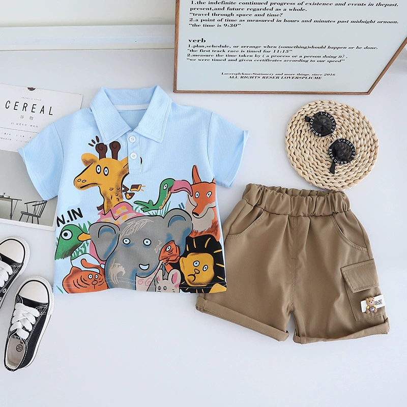 Summer clothing, set, cartoon children's polo, with short sleeve