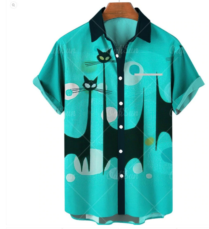 Hermosas camisas de verano de gran tamaño para hombres de estilo de Hong Kong con impresión digital, camisas casuales de manga corta, ventas directas de fábrica para hombres