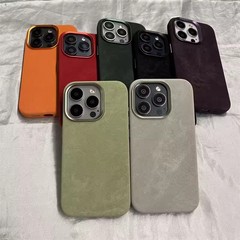 フランネル繊維生地パターンのiPhone 17磁気吸着携帯電話ケース、iPhone 16に適した肌に優しい落下防止保護カバー、卸売