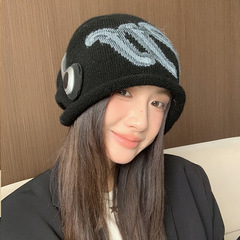 韩版蝴蝶结百搭帽子女秋冬保暖针织帽慵懒风复古包头帽显脸小冷帽