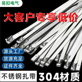 304不锈钢扎带4.6宽300自锁式扎带耐高温金属扎带束线带线带批发