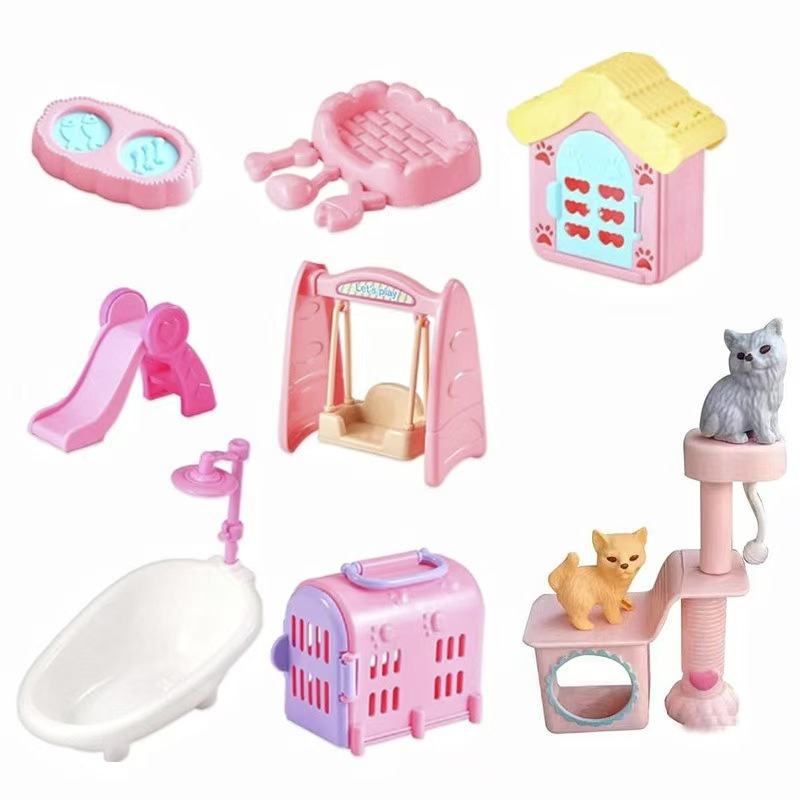 Miniature pet swing diapositivas casa de muñecas gran ventana de perro interactiva casa de juguetes de comercio electrónico fuente de productos