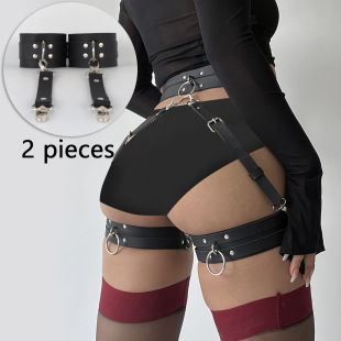Sm Bundled Restraint  Tool Toy Adult Sexy Leather Thigh Cuffs Sexy Wearable Female Appliance Adjustable Pants