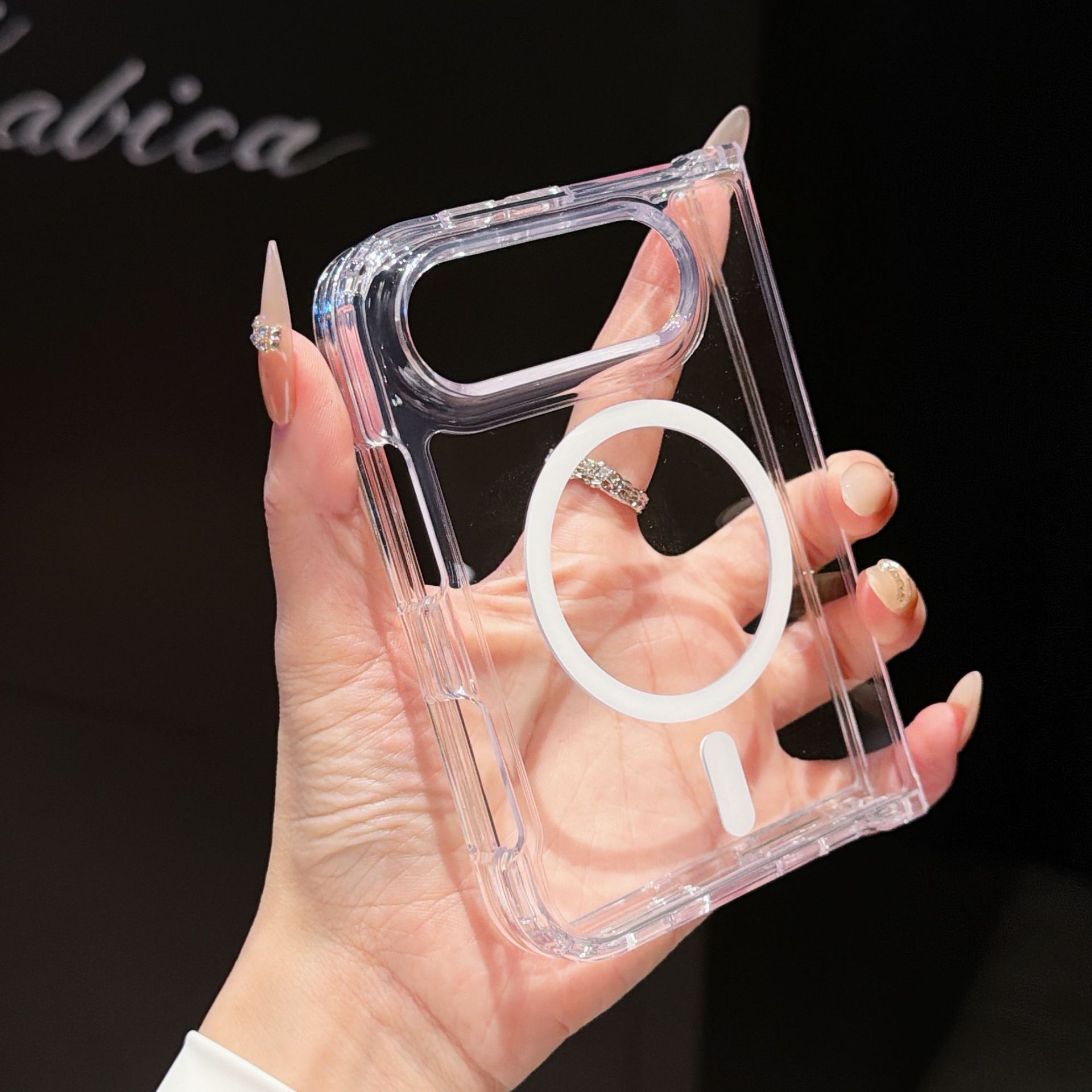 Funda Plegable con Tapa para Celular iPhone Duo, Acrílico, Absorción Magnética, Anti-caídas