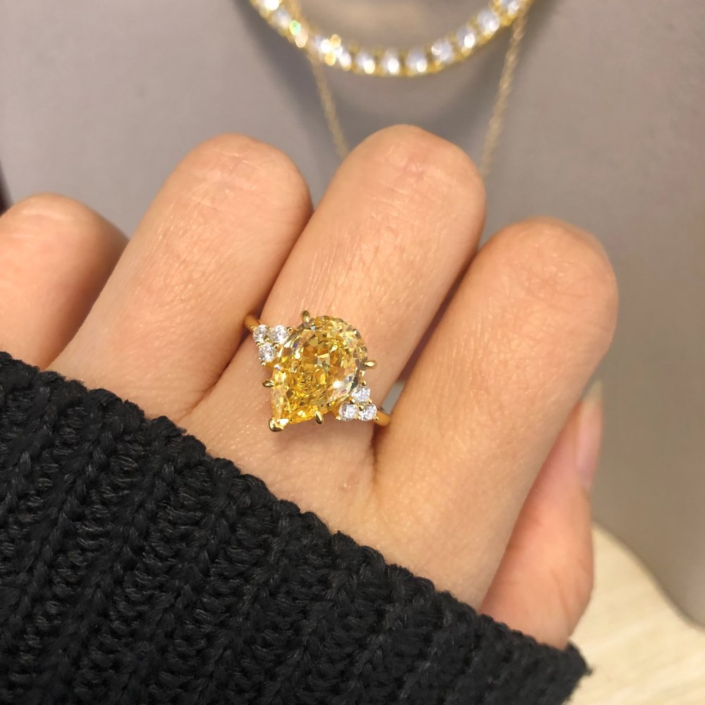 Rings Classification 925 Sterling Silver High Carbon Diamond Geometric Water Droplets Rhombus Rings