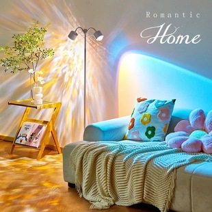 Double-headed water ripple atmosphere lamp Internet-famous floor bedroom studio background advanced decoration ornaments sunset lamp
