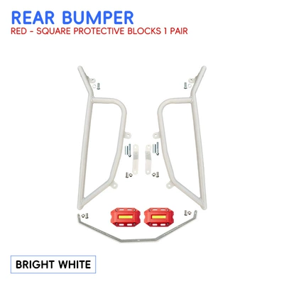 rack, silver protective bars, modification | Motorcycle bumper - whiteenhanced-rear-bumper-red-protective-block