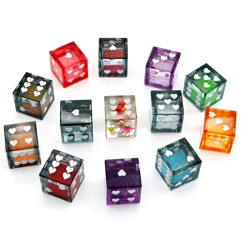 Cross-Border High-End Resin Dice Factory Heart-Shaped Couple Dice Fun Right-Angle D6 Board Game Dice 16mm Liquid Sand Cross-Border High-End Resin Dice Factory Heart-Shaped Couple Dice Fun Right-Angle D6 Board Game Dice 16mm Liquid Sand