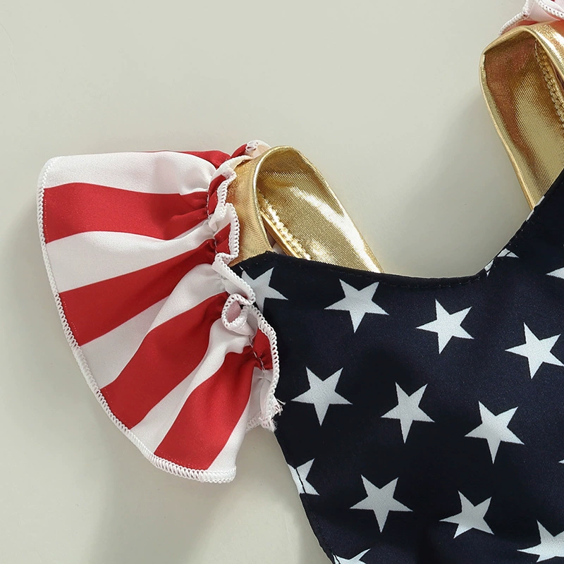 European and American INS cross -border national flag independent day skirts connecting the body of the foreign trade explosion conjoined conjoined climbing sleeves