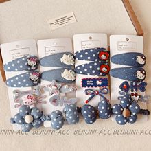 布艺黑白波点爱心KT猫发卡女孩发夹边夹前额碎发不伤发BB夹头饰品