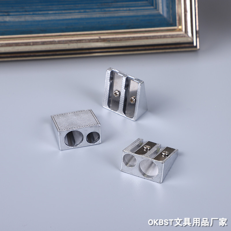 Venta directa de fábrica Sacapuntas de lápiz de metal doble agujero Sacapuntas de lápiz de un solo agujero color plomo boceto sacapuntas