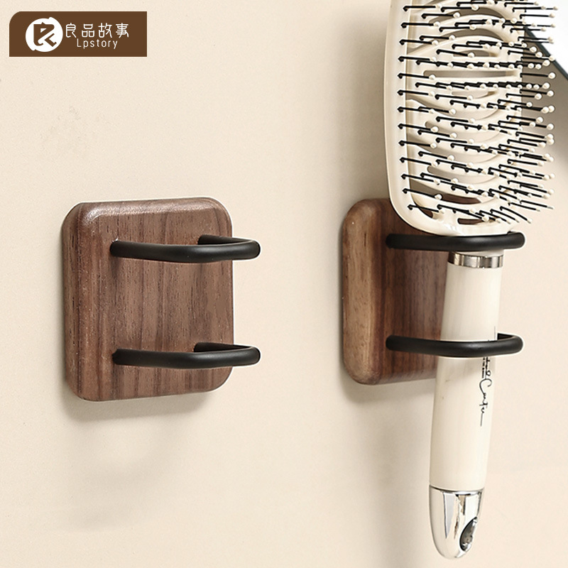 Walnut Comb Storage Rack Bathroom Bathroom Punch-Free Wall Air Cushion Comb Wall-Mounted Storage Rack