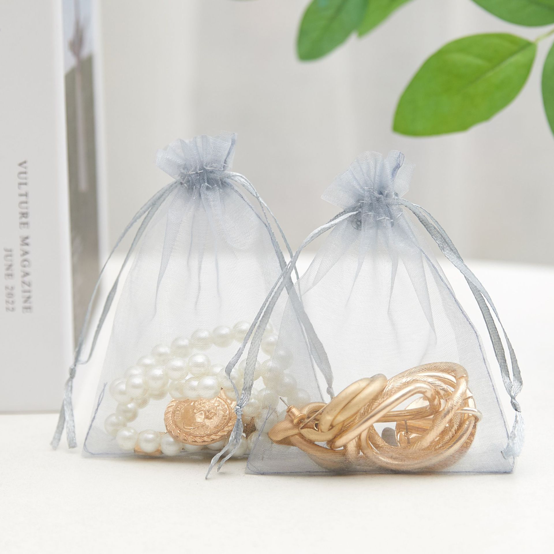 Bolsa de organza blanca al por mayor, bolsa de malla de perlas, bolsa de embalaje de regalo con boca de cordón, joyería de dulces de boda, bolsa de cordón, bolsa de almacenamiento